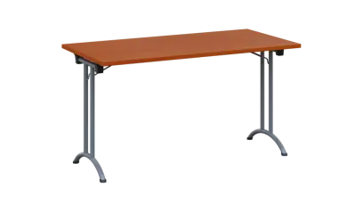 SLA 140 lak skládací jednací stůl 1394x700, deska 25 mm, podnož stříbrný lak, deska třešeň šumavská